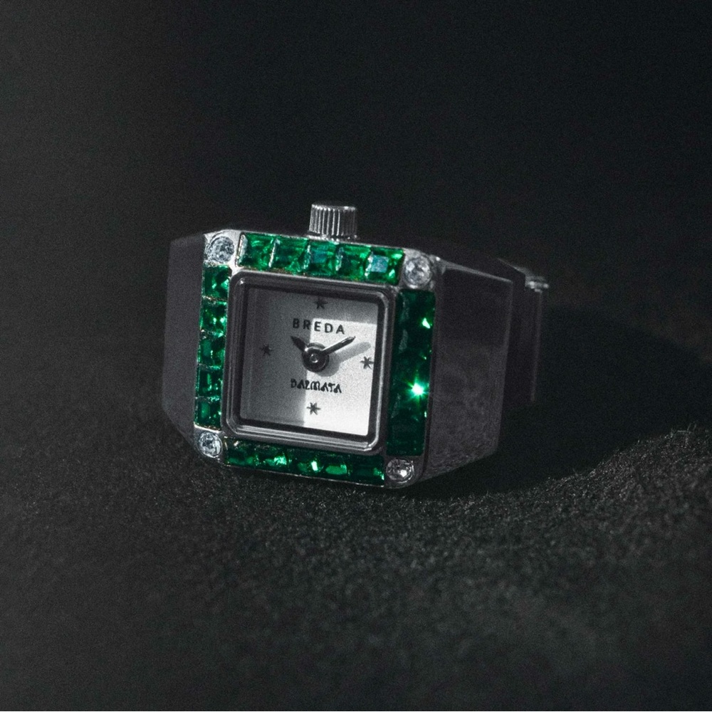 Breda x Dalmata Time Ring - Silver and Green